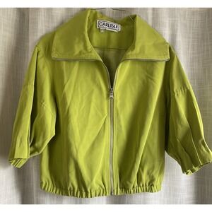Carlisle Women's Sz. 4 Zip Jacket, Chartreuse, Lined/Elastic Hem, Back Pleats